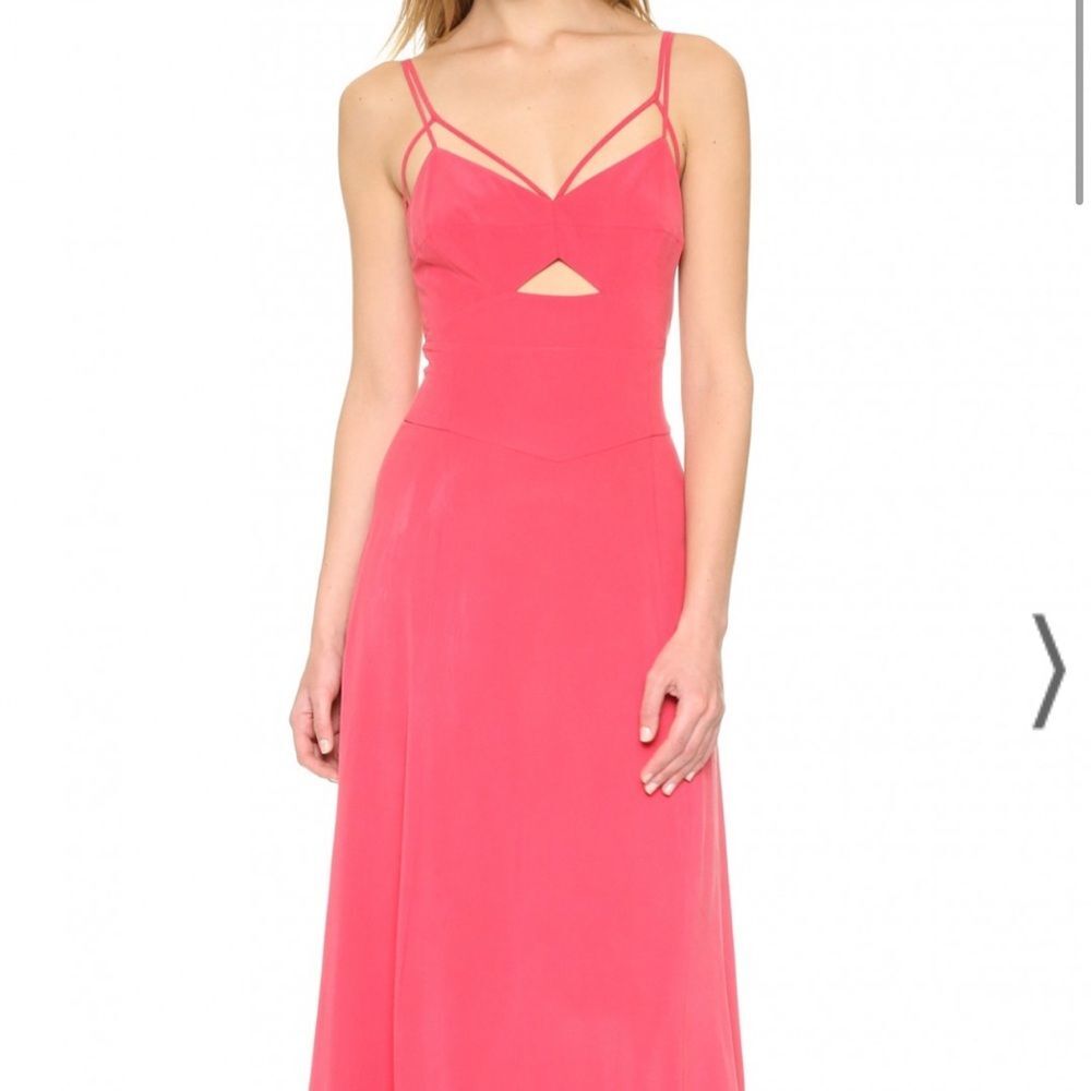 L'AGENCE Elsa Silk Maxi Dress Pink Cutout Strappy Gown Size L